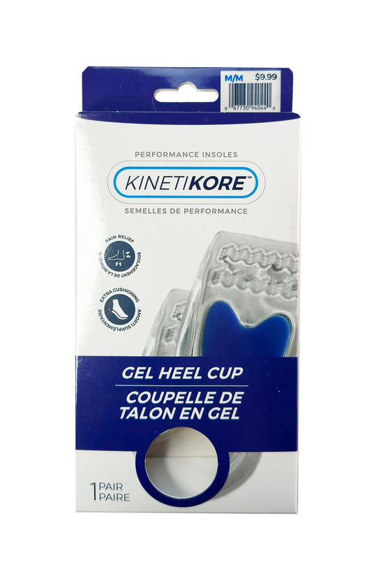 Kinetikore Gel Heel Cup Placement in Shoe - Easy Insert Heel Cushion for Athletic and Dress Shoes