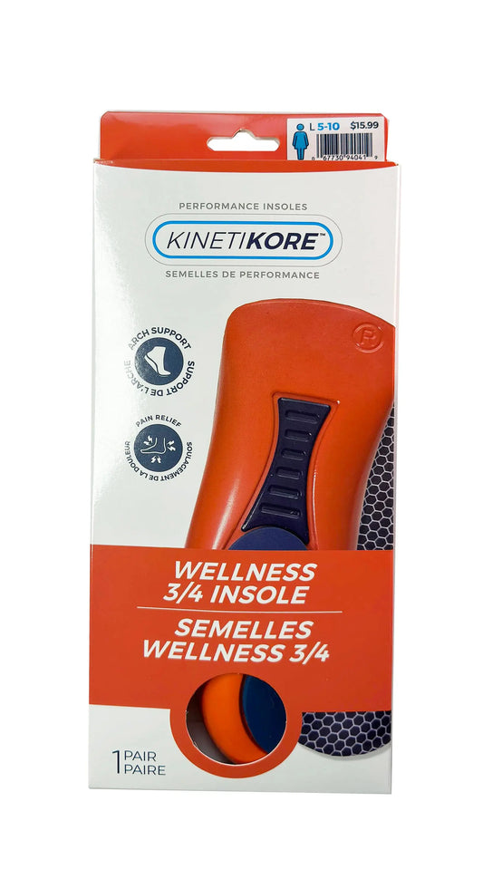 Kinetikore Wellness Insole Side Profile - Three-Quarter Length with Arch and Heel Cushion