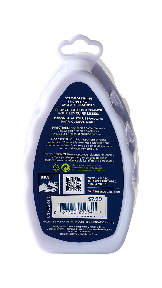 Walter's Shoe Shine Sponge Black Back Label - Product Details and Usage Instructions