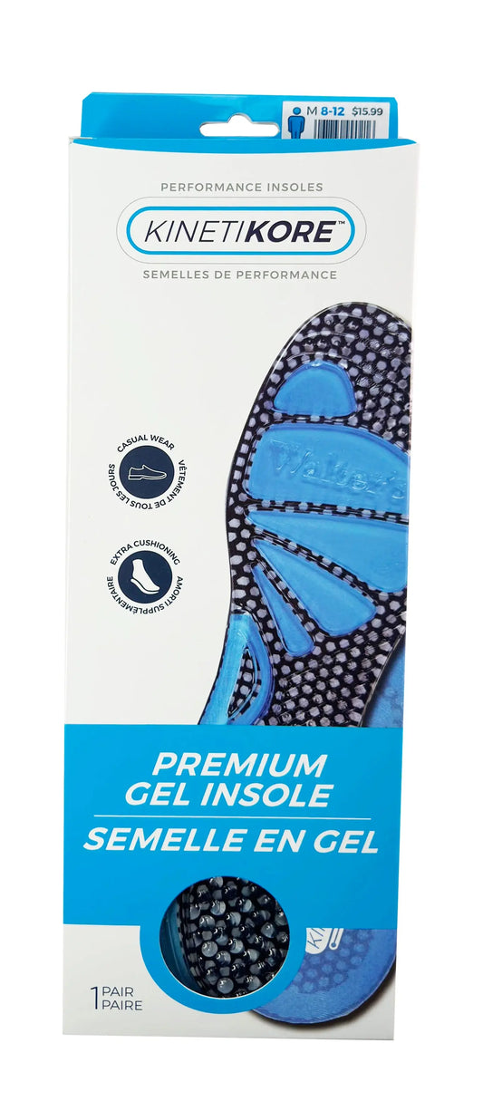 Walter’s Kinetikore Gel Insole Angled View – Honeycomb Gel Pads with Arch & Heel Support