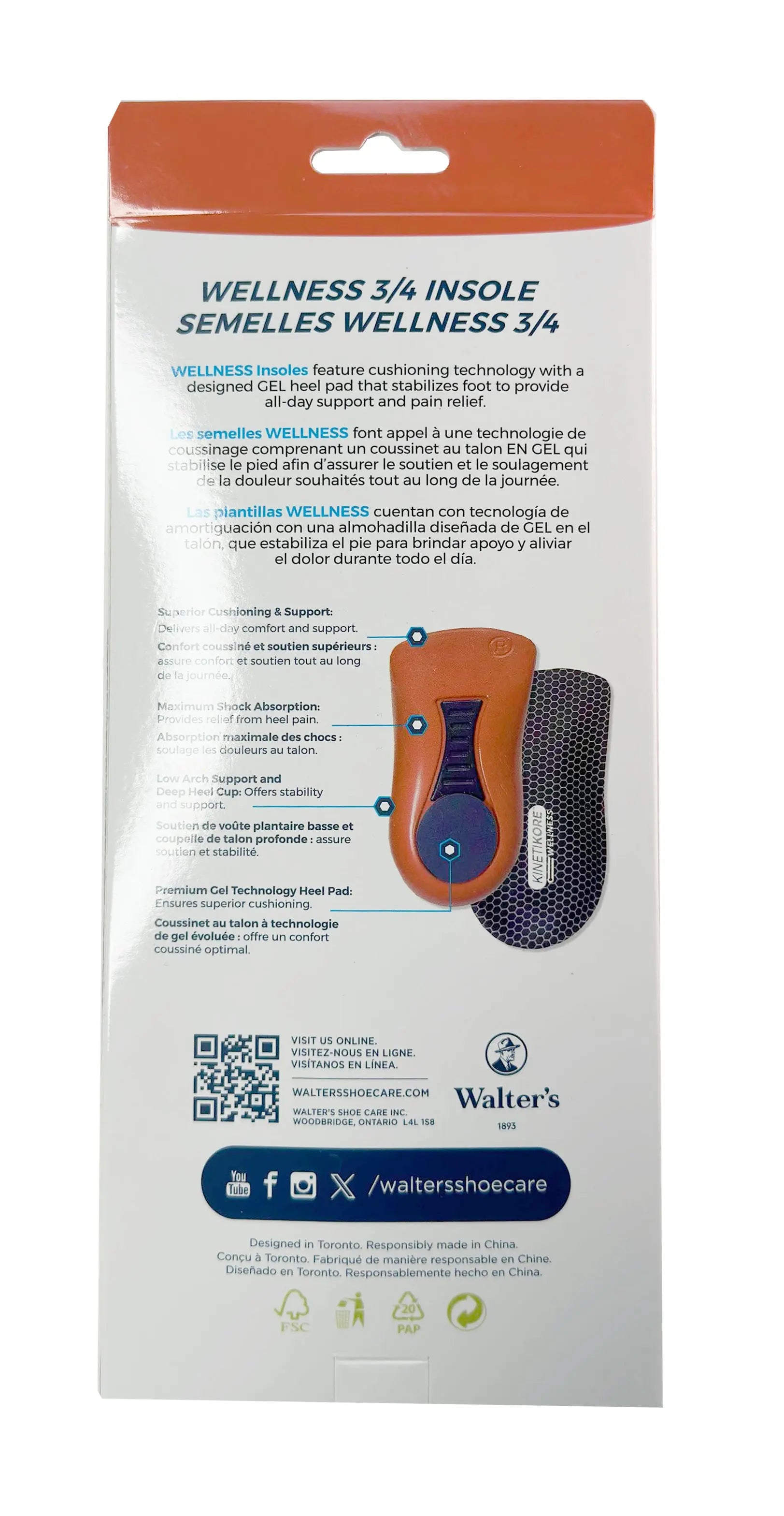 Kinetikore ¾ Insole Placement in Shoe - Perfect Fit for Dress Shoes and Tight-Fitting Footwear