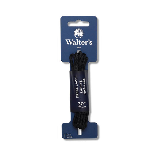 Walter's Waxed Dress Laces Black 30 Inch - No-Slip Wax Shoelaces for Dress Shoes and Brogues