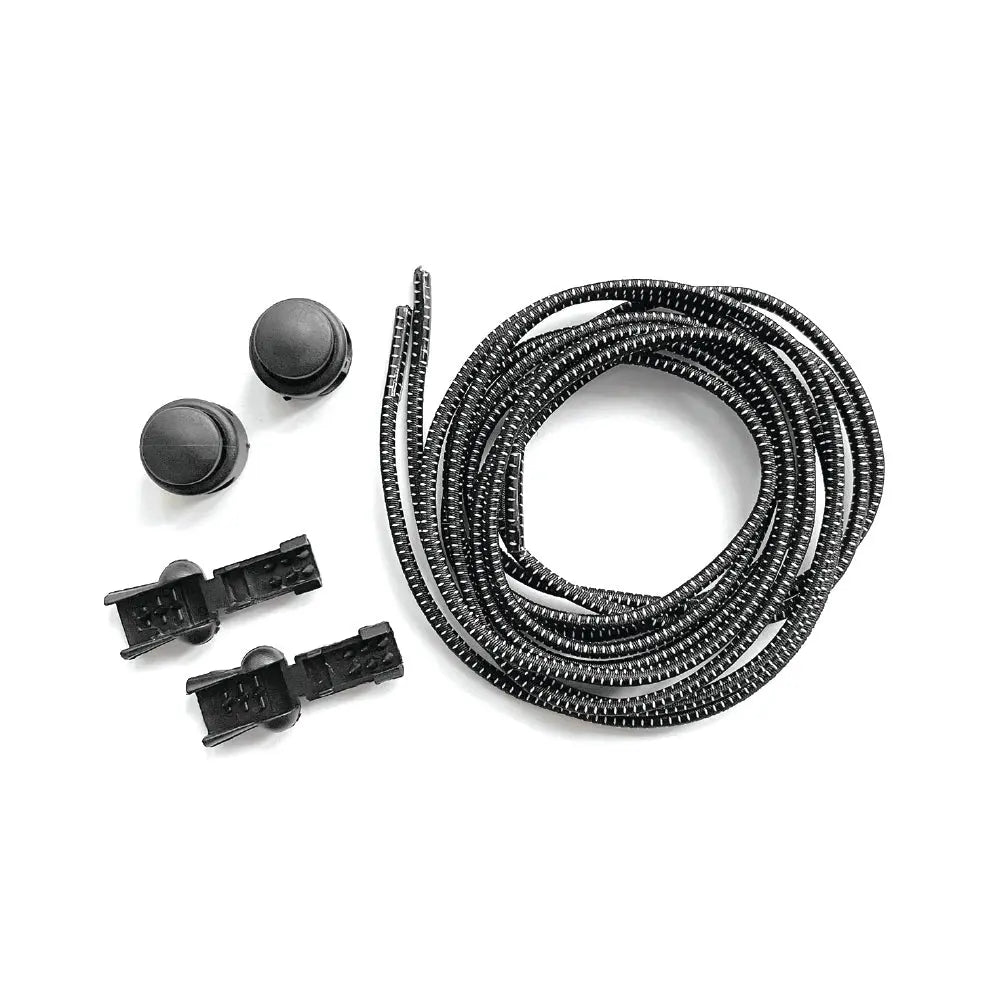 Walter’s All Season Stretch Lace No‑Tie Elastic Shoe Laces – Comfortable Year‑Round Footwear Accessory-black