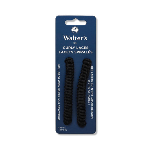 Walter’s Curly Lace – No‑Tie Elastic Shoelaces with Stretch Coil Design for Sneakers, Casual & Kids’ Shoes-black
