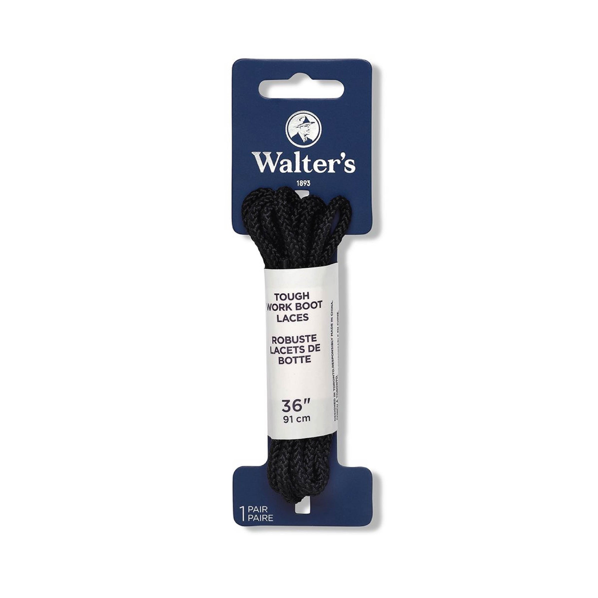 Walter’s Tough Lace – Heavy‑Duty Durable Shoelaces for Boots, Work Shoes & Outdoor Footwear-36-Black''