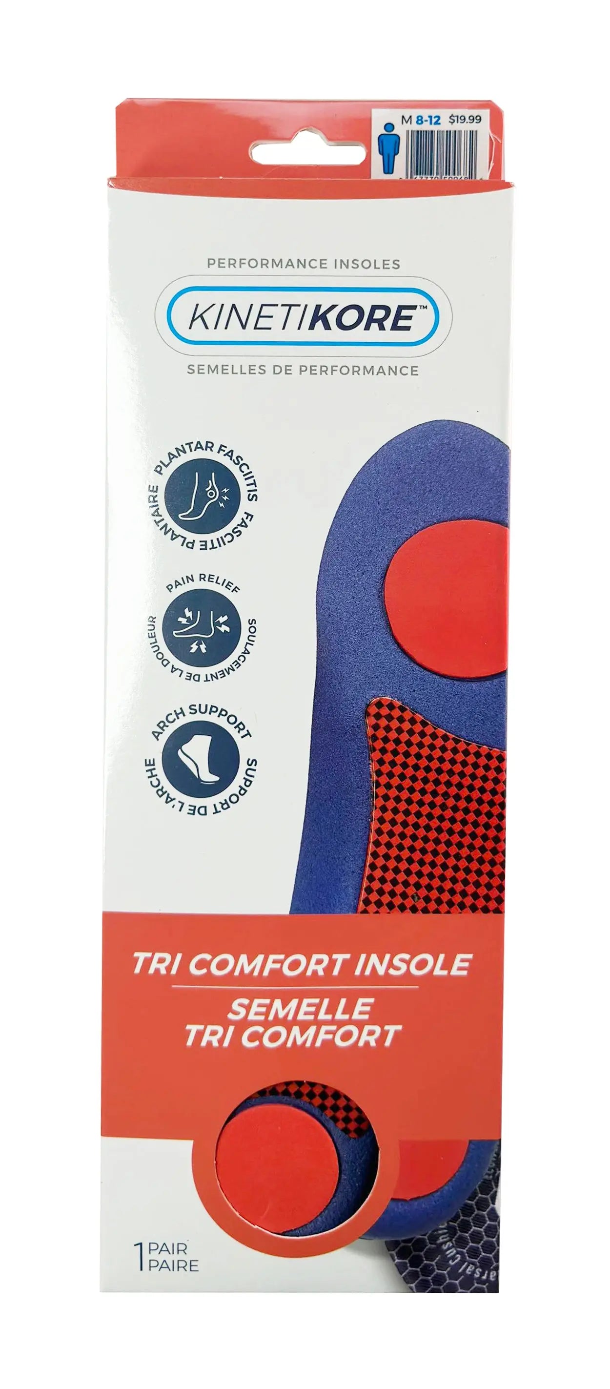 Walter’s Tri‑Comfort Insole Angled View – Cushioned Footbed Insole with Heel, Arch & Forefoot Support-details