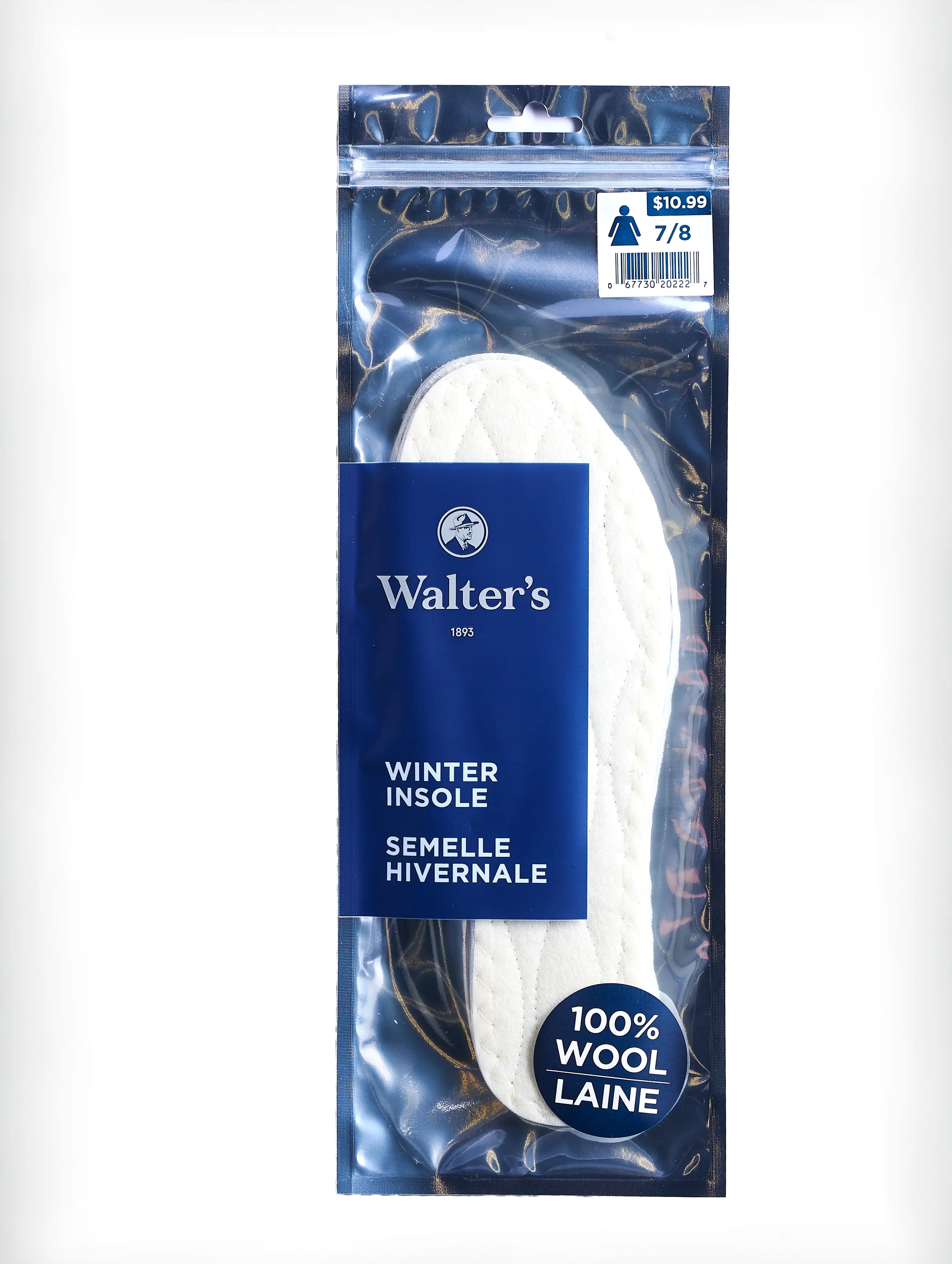 Walter’s White Wool Winter Insole – Warm & Insulated Shoe Insert with Soft Wool Top and Foam Cushion for Cold Weather Comfort