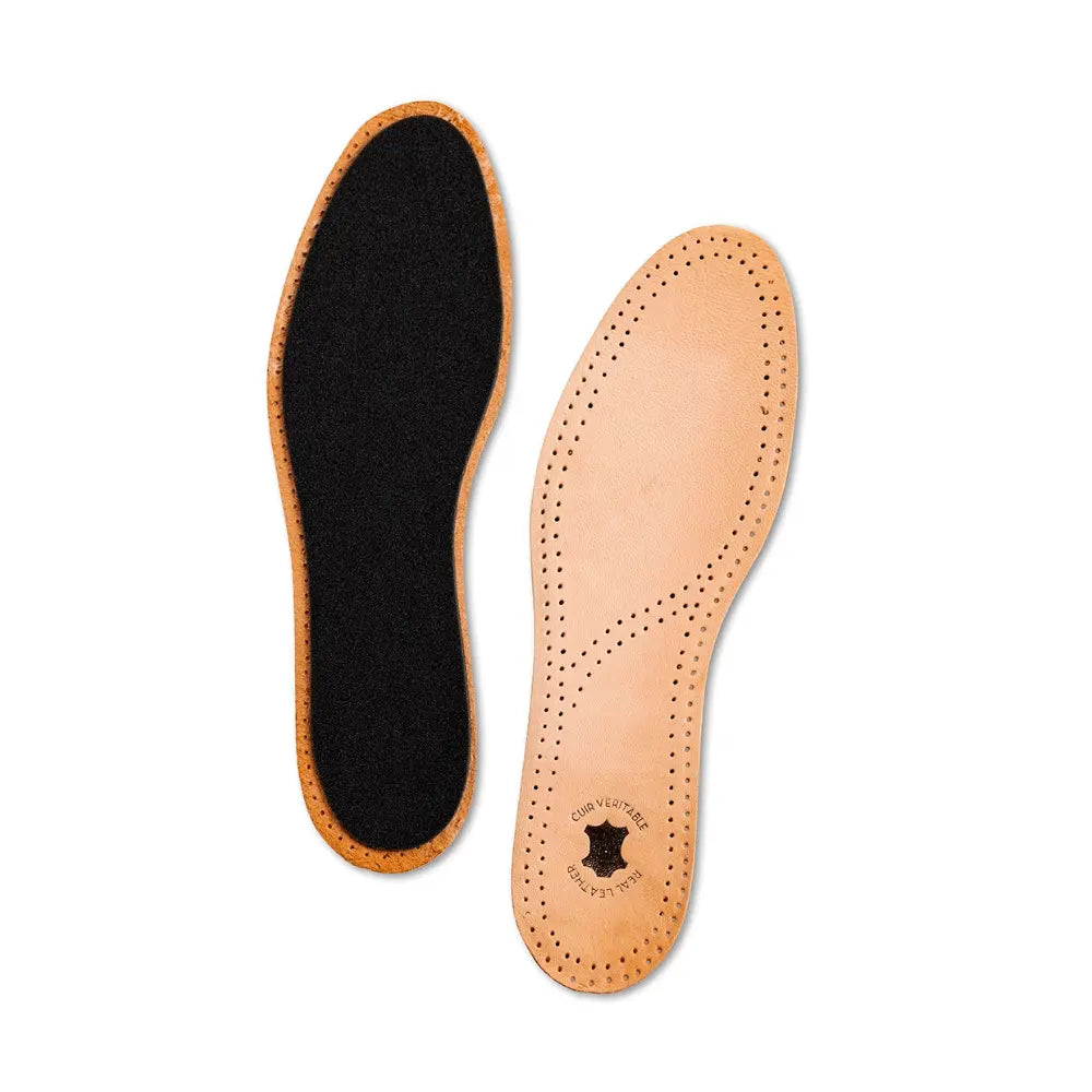 Walter's Premium Pair of Leather Insoles - Genuine Vegetable-Tanned Sheepskin with Breathable Perforations and Foam Cushioning