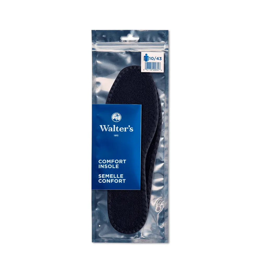Walter’s Comfort Insole – 100% Cotton Terry Cloth Top Layer Absorbs Moisture and Keeps Feet Fresh