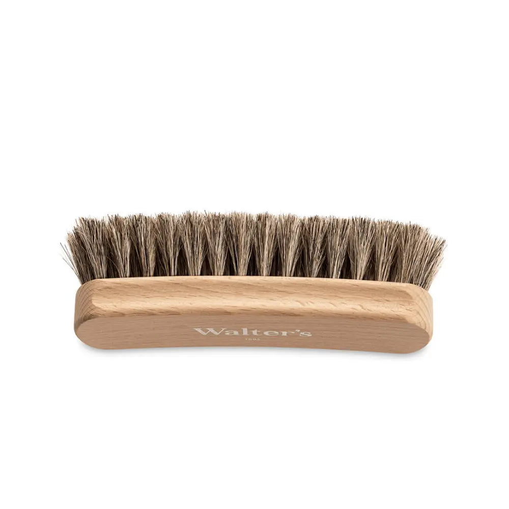 Walter's 100% Horsehair Polishing Brush - Natural Bristle Shoe Brush with Wooden Handle for Leather Shoes