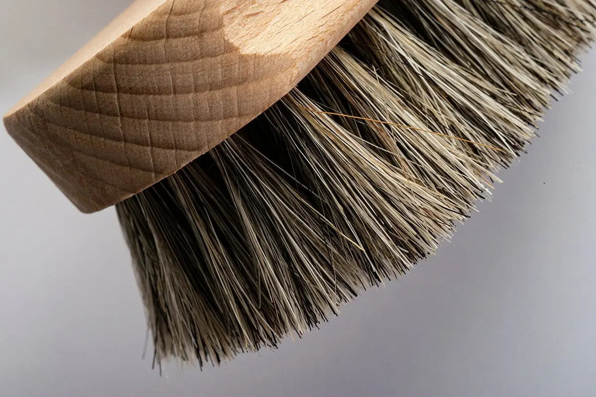 Walter's 100% Horsehair Polishing Brush - Natural Bristle Shoe Brush with Wooden Handle for Leather Shoes