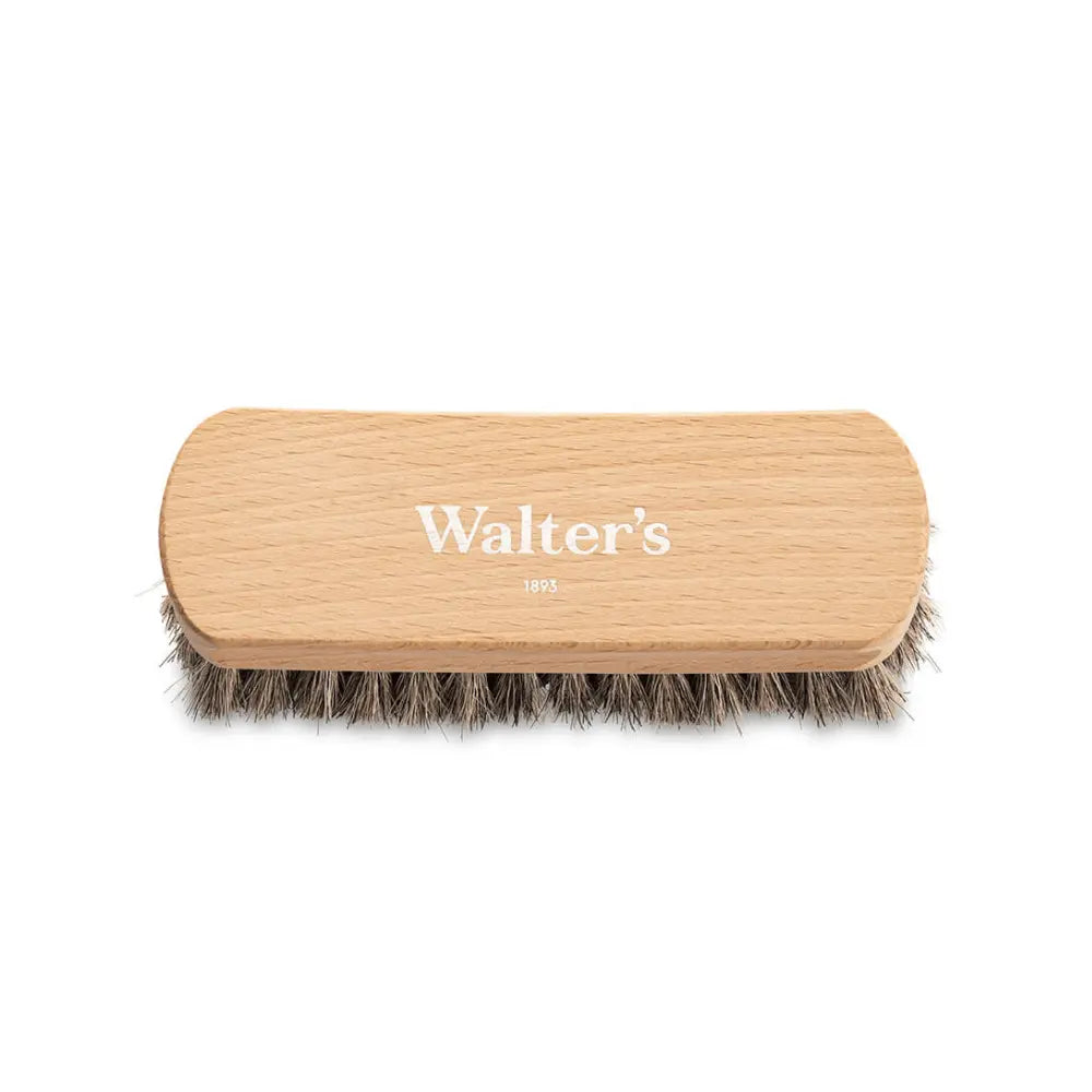 Walter's 100% Horsehair Polishing Brush - Natural Bristle Shoe Brush with Wooden Handle for Leather Shoes