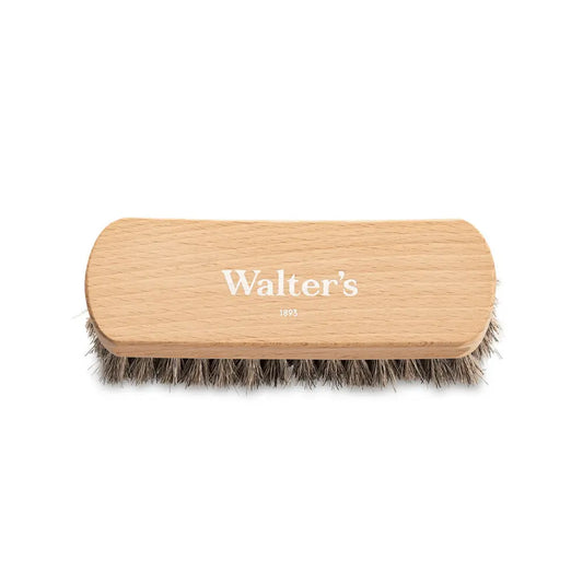Walter's 100% Horsehair Polishing Brush - Natural Bristle Shoe Brush with Wooden Handle for Leather Shoes