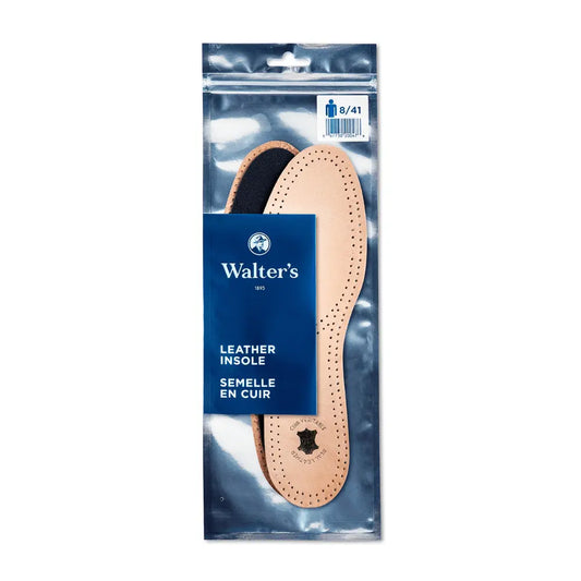 Walter's Premium Leather Insoles in Retail Packaging - Canadian-Made Genuine Sheepskin Insoles Size 8/41